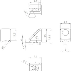 Dimensões de Suporte para Suporte de Prateleira