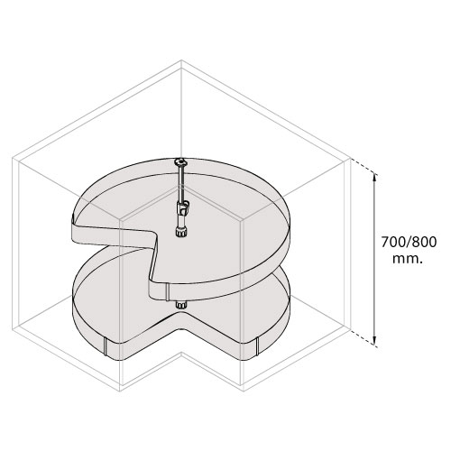 Cesto giratorio 270º, 180º o 360º, mueble cocina 90cm